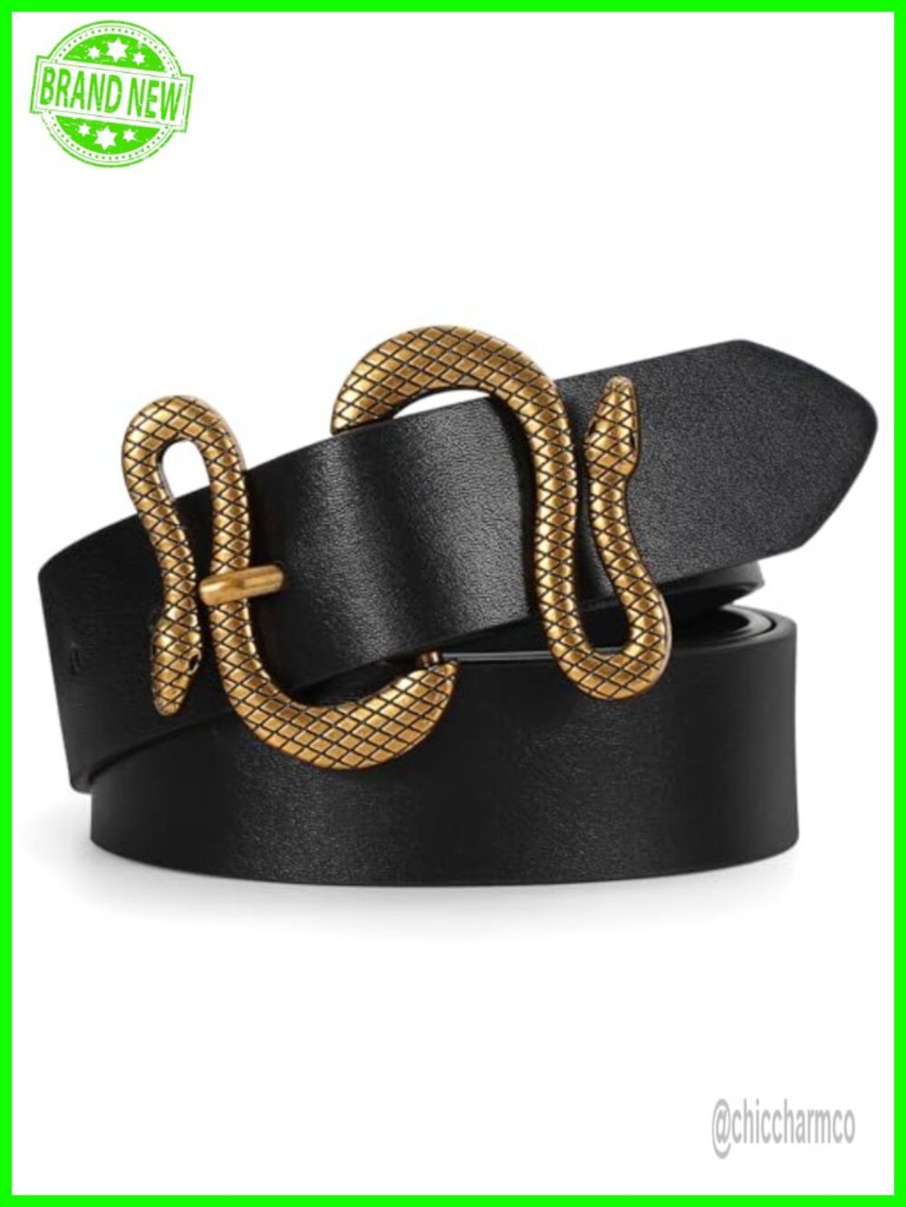 Women Faux Leather Belt Snake Buckle Fashion Jeans Dress Belt